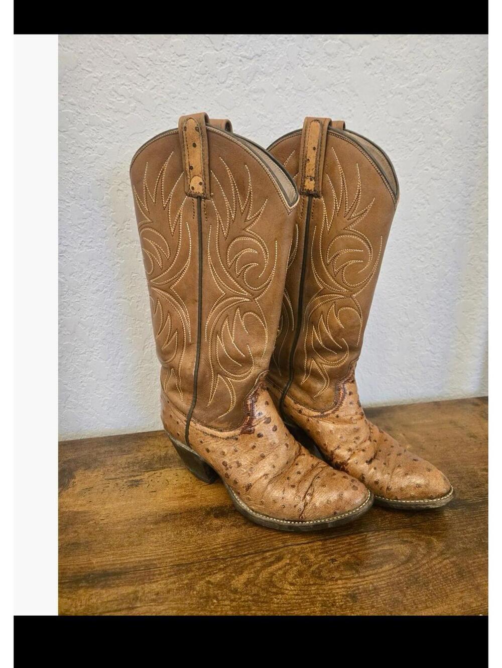 woman's rare ostrich western boots size 6